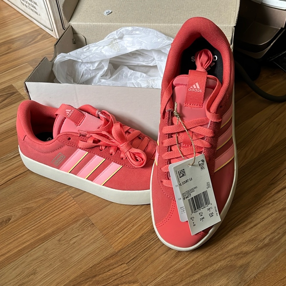 adidas Women’s Coral Pink Court-Inspired Sneakers